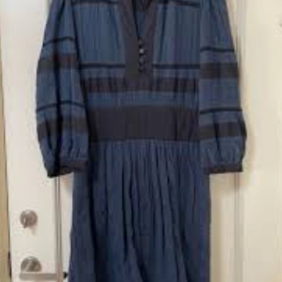 Isabel Marant Étoile Navy Sheer Stripe Cotton Mini Dress Size 40 (US 8) - Picture 2 of 11